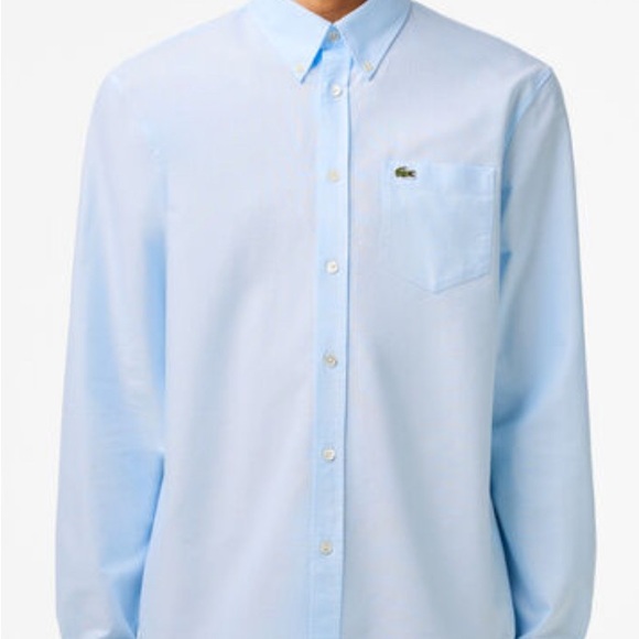 Lacoste Men Regular Cotton Oxford Light Blue Shirt Size 40 - Picture 1 of 7